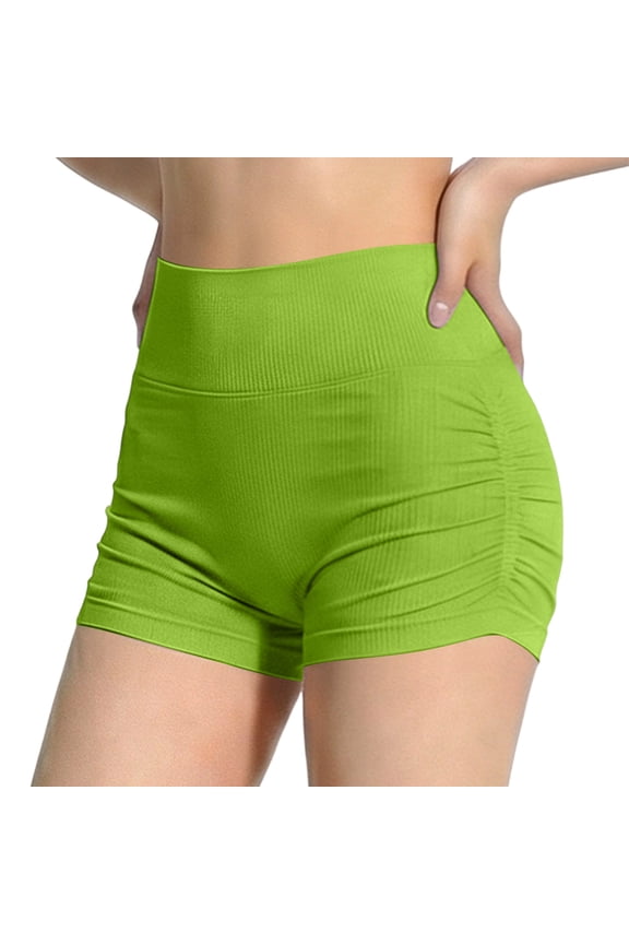 Women's Yoga Shorts Solid Pleated Hip-Enhancing Fitness Pants With High Waist For Toning The Buttocks And Doing Pilates Exercises Hiking And Walking
