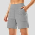 thumbnail image 1 of Women's Yoga Shorts Womens Wide Leg Yoga Shorts High Waisted Shorts Summer Gym Athletic Workout Long Shorts With Pockets,Gray Women's Yoga Shorts XXL, 1 of 6