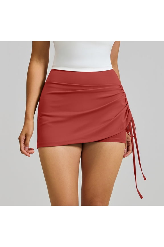 Women's Yoga Skorts with Adjustable Side Dstring Quick-Dry Tennis Shorts Skirts High Waist Sports Workout Pants