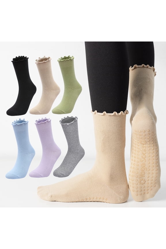Women's Yoga Socks With Non Slip Grips Breathable Combed Cotton Pilates Socks Cushioned Dance Ballet Fitness Studio Socks For Gym Workout Home Exercise(Gray)