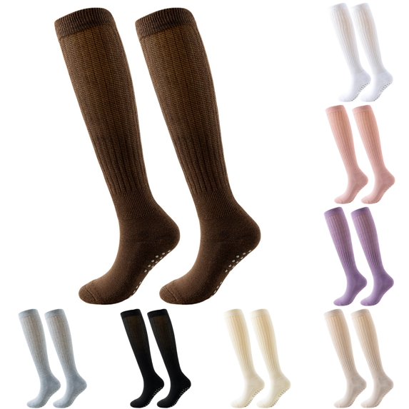 Women's Yoga Sports Leisure Long Scrunch Non Socks with Grips for Sock Slouch