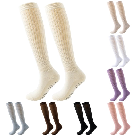 Women's Yoga Sports Leisure Long Scrunch Non Socks with Grips for Sock Slouch