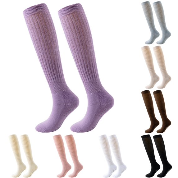 Women's Yoga Sports Leisure Long Scrunch Non Socks with Grips for Sock Slouch