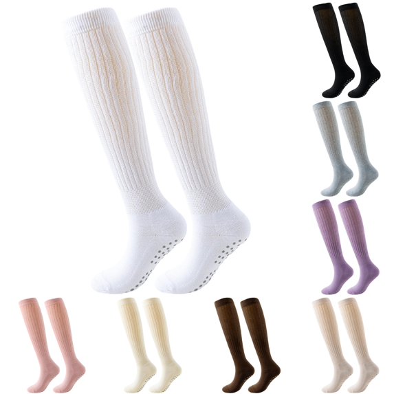Women's Yoga Sports Leisure Long Scrunch Non Socks with Grips for Sock Slouch