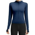 thumbnail image 1 of Women's Yoga Sportwear Lightweight Zip Up Jackets Slim Fit Workout Shapewear Blue 3XL, 1 of 4