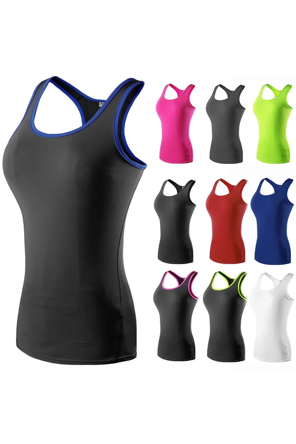 Women's Yoga Tank Top, Seamless Fitness Sleeveless Shirt, Quick-Dry Racerback Sports Bra Top for Gym, Running, Workout and High-Intensity Training, Breathable Athletic Activewear Top-Black