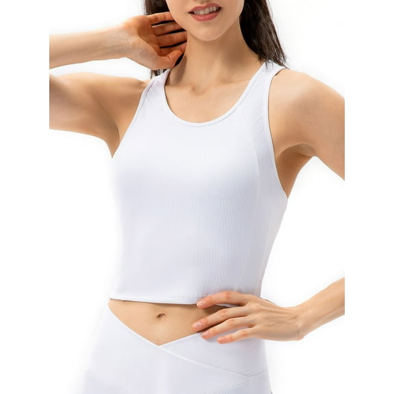Women's Yoga Tank Top with Built-In Bra Crop Vest