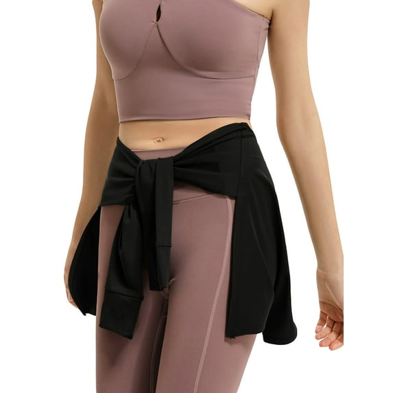 Women's Yoga Tennis Tie-Up Skirts Fashion Solid Color Bandage One-Piece Athletic Workout Wrap Skirts Long Straps Sweatpants
