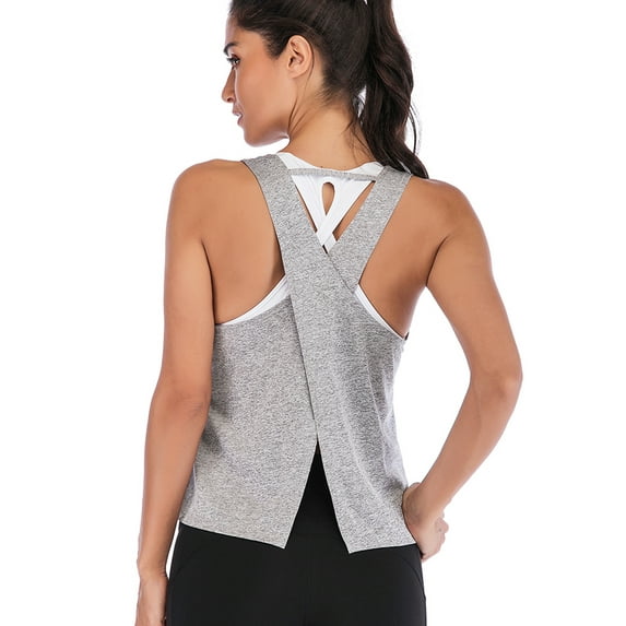Women's Yoga Vests Sleeveless Flowy Loose Fit Racerback Yoga Workout Tank Top Shirts Open Back Camisole Vest Tank Top
