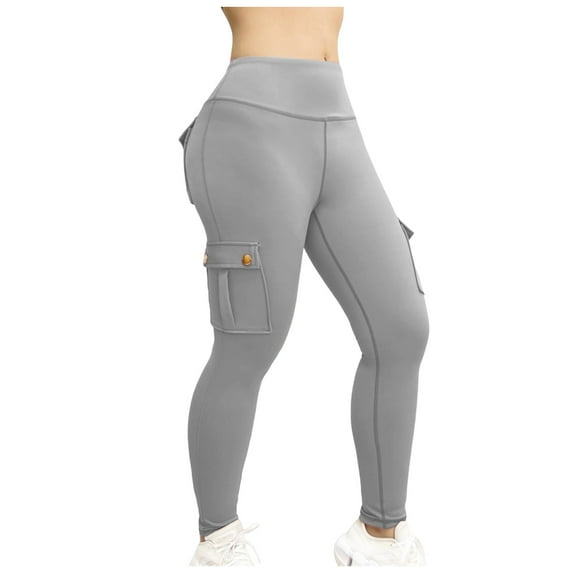 Women's Yoga Wide Waistband Pants - Elastic High Waist, Multiple Pockets, Nylon-Spandex Blend, Active Bottoms for Sports/Casual