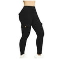 thumbnail image 1 of Women's Yoga Wide Waistband Pants - Elastic High Waist, Multiple Pockets, Nylon-Spandex Blend, Active Bottoms for Sports/Casual, 1 of 6