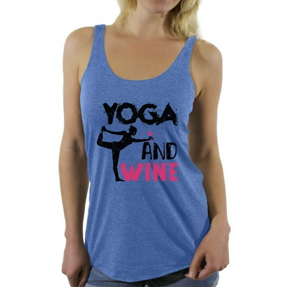 Women's Yoga and Wine Graphic Racerback Tank Tops Workout Top