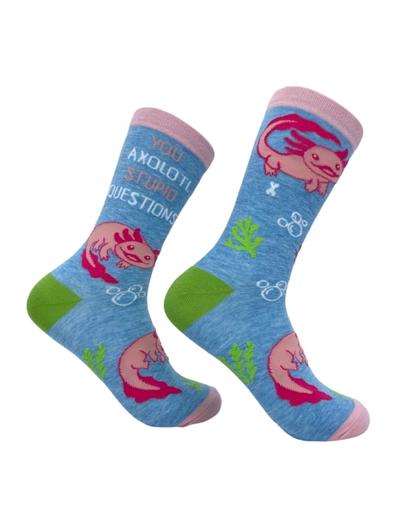 Women's You Axolotl Stupid Questions Socks Funny Cute Salamander Joke Footwear