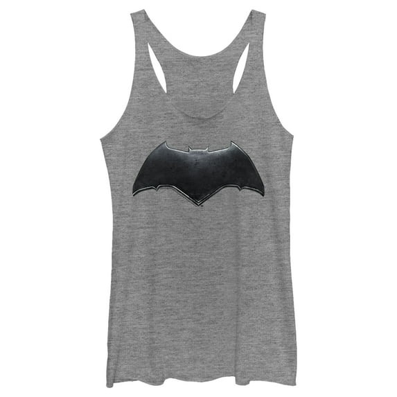 Women's Zack Snyder Justice League Batman Logo Racerback Tank Top Gray Heather X Large