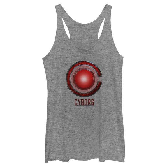 Women's Zack Snyder Justice League Cyborg Logo Racerback Tank Top Gray Heather Small