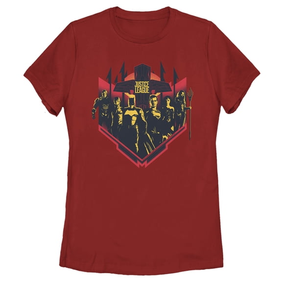 Women's Zack Snyder Justice League Group Shot  Graphic Tee Red Medium