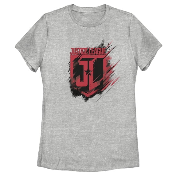 Women's Zack Snyder Justice League Paint Smear Logo Graphic Tee Athletic Heather 2X Large