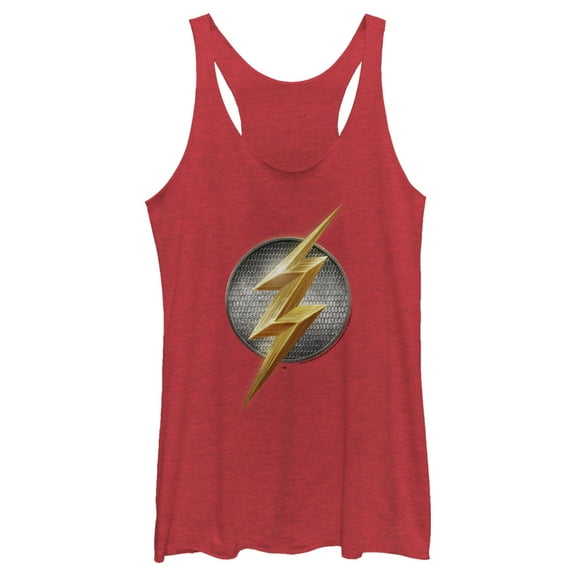 Women's Zack Snyder Justice League The Flash Logo  Racerback Tank Top Red Heather 2X Large