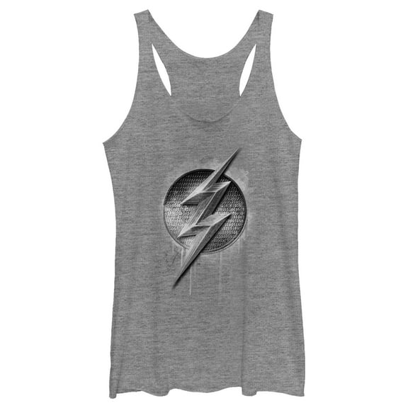 Women's Zack Snyder Justice League The Flash Silver Logo  Racerback Tank Top Gray Heather Large