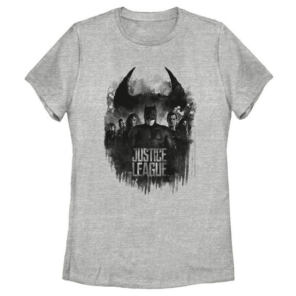Women's Zack Snyder Justice League Watercolor Group Shot  Graphic Tee Athletic Heather Large