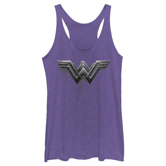 Women's Zack Snyder Justice League Wonder Woman Silver Logo Racerback Tank Top Purple Heather Medium