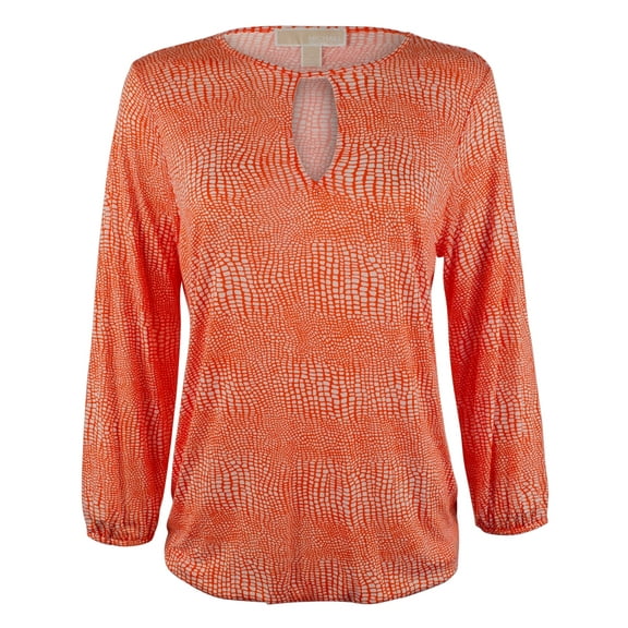 Women's Zephyr Reptile Keyhole Neck Peasant Top-M-XS