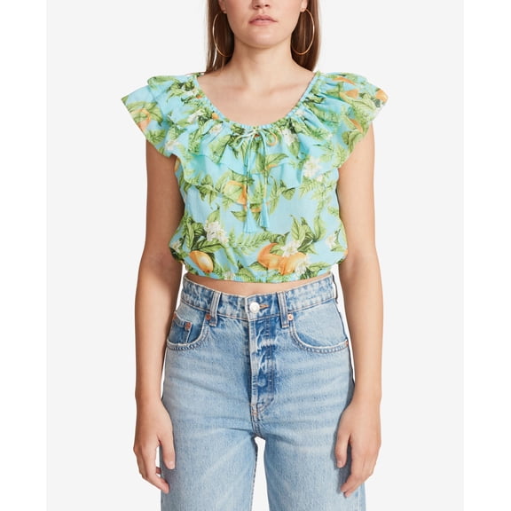 Women's Zest For Life Printed Crop Top Sky Blue XL