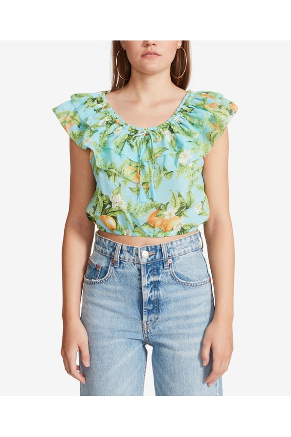 Women's Zest For Life Printed Crop Top Sky Blue XL