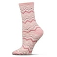 thumbnail image 1 of MeMoi Women's Zig Zag Stripes Aloe Infused Crew Socks - Womens - Female, 9-11, Blush, 1 of 6