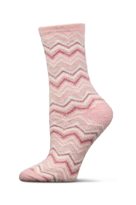 Women's Zig Zag Stripes Aloe Infused Crew Socks - Womens - Female, 9-11, Blush