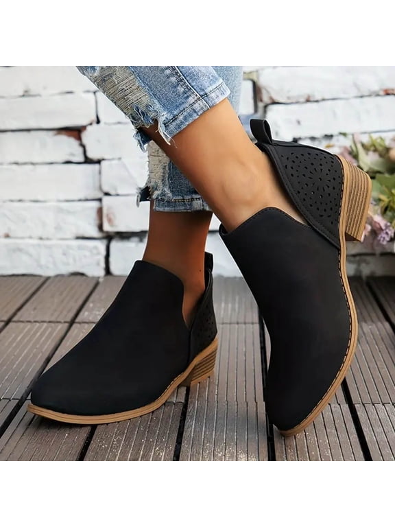 Women's Zip Ankle Boots Casual Low Heeled Comfortable Dressy Short Booties for Travel Party Business 2-Black Size 9