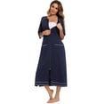 thumbnail image 1 of Women's Zip Up Ankle Length Robes Half Sleeve Zipper Bathrobe Cotton House Coat with Pockets,Plus Size Striped O-neck House Coat Loungewear Long Nightgown Housedress for Breastfeeding,S-XXL Blue, 1 of 7