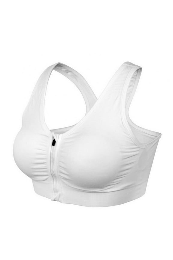 Women's Zip Front Closure Sports Bra 2 Pack Seamless Post-Surgery Bra Active Gym Yoga Sports Bras Plus Size M-4XL