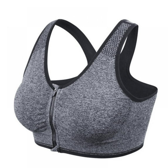 Women's Zip Front Closure Sports Bra 2 Pack Seamless Post-Surgery Bra Active Gym Yoga Sports Bras Plus Size M-4XL