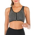 thumbnail image 1 of Women's Zip Front Closure Sports Bra Racerback Yoga Bras With Removable Pads Gray L, 1 of 6