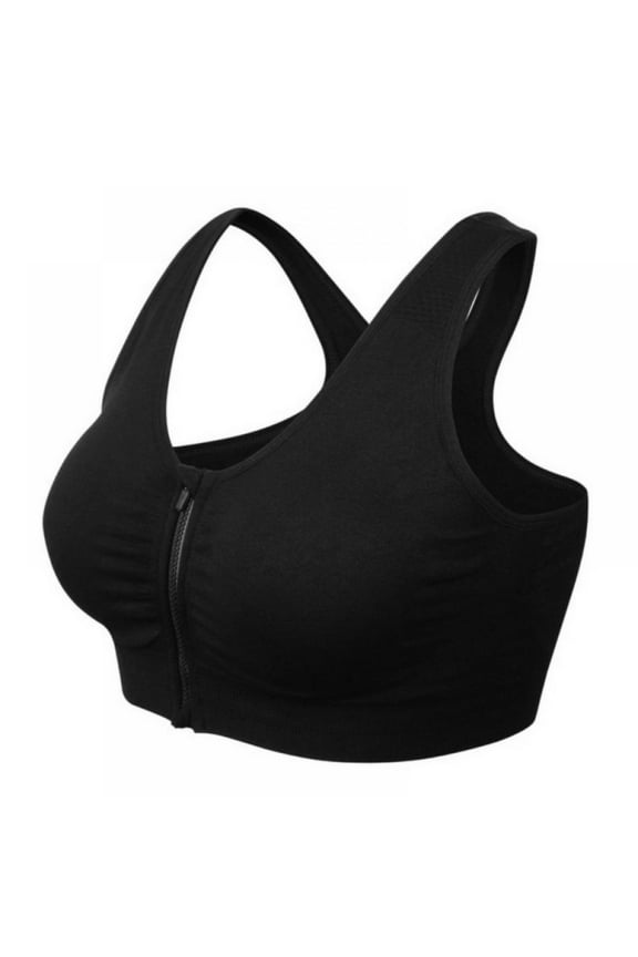 Women's Zip Front Closure Sports Bra Seamless Post-Surgery Bra Active Gym Yoga Sports Bras Plus Size M-4XL