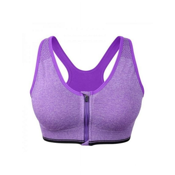 Women's Zip Front Closure Sports Bra Ultra-thin Large Bra Sports Bra Front Zipper Full Cup Padded Tops Seamless Wirefree Active Workout Gym Yoga Bras