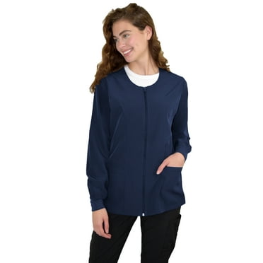 Women's Zip Front GT 4FLEX Warm-Up Scrub Jacket-Indigo-X-Small