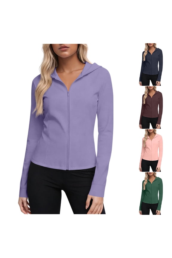 Women's Zip Front Long Sleeve Jacket with Cinched Waist Upf Sun Protection Coats Outerwear for Casual Daily Wear Travel Beach Vacation Fashion Essential | CSEONE,Coffee XL