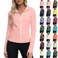 thumbnail image 1 of Women's Zip-Front Long Sleeve Jacket With Cinched Waist And UPF Sun Protection Quick Dry Hiking Outdoor Full Zip Tops (Hooded), 1 of 8