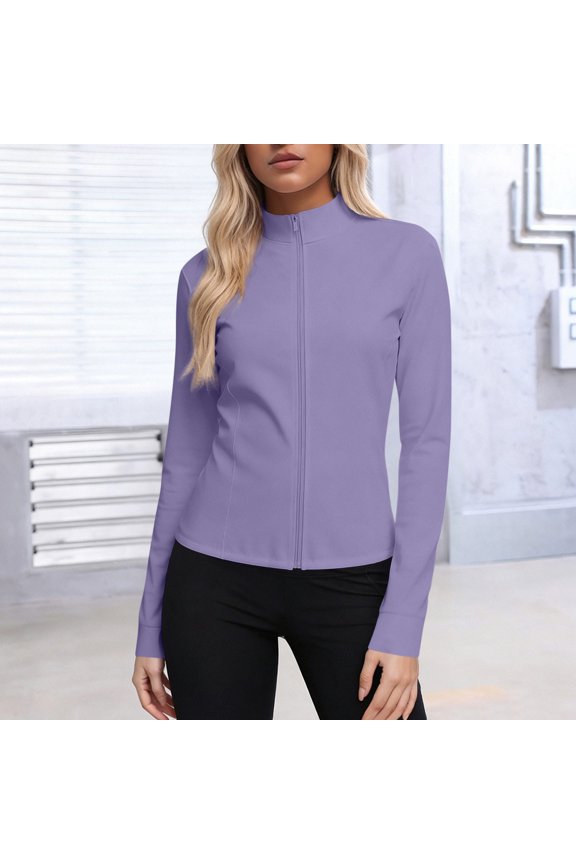 Women's Zip-Front Long Sleeve Jacket with Cinched Waist and UPF Sun