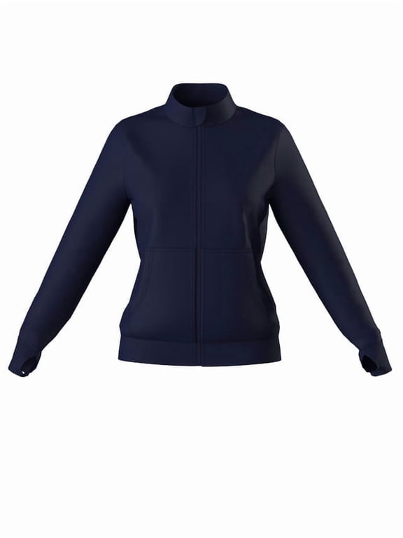 Women's Zip Up Nursing Scrub Comfort Fit Long Sleeve Stretch Warmup Jacket 9 Colors Sizes up-to 2XL