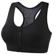 thumbnail image 1 of Women's Zip Front Sports Bra Racerback with Mesh Back Padded Wireless for Running Black XL, 1 of 3