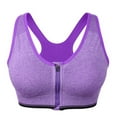 thumbnail image 1 of Women's Zip Front Sports Bra Wireless Bra Active Yoga Tank Top Racerback Sports Bra, 1 of 6