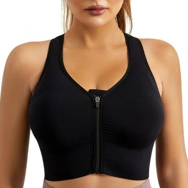 Women's Zip Front Sports Bra Wireless Post-Surgery Bra Active Yoga Sports Bras