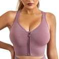 thumbnail image 1 of Women's Zip Front Sports Bra Wireless Post-Surgery Bra Active Yoga Sports Bras, 1 of 9