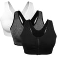 thumbnail image 1 of Women's Zip Front Sports Bra Wireless Racerback Yoga Bras Active Sport Bras, 1 of 4