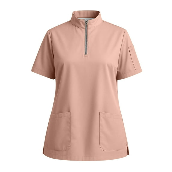 Women's Zip-Front Stand Collar Scrub Top – Lightweight Comfortable Top with Well-Placed Pockets Complexion 3XL