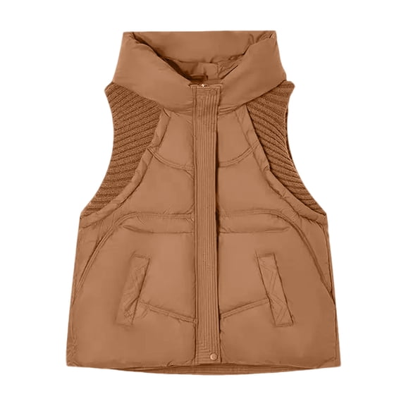 Women's Zip Front Vest, Modern Stand Collar Design with Secure Pockets, Lightweight Insulation for Office, Travel & Everyday Errands.SaffronL