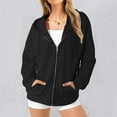 thumbnail image 1 of Women's Zip Up Hooded Cardigan Long Sleeved Loose Hoodie Coat Cloth Coats Long Womens Coat plus Size Winter Coats for Women 2x plus Size Ski Coats for Women 4x 2x Women Coat Womens Coat Wool Coats for, 1 of 4